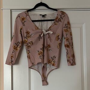 Floral Pink Tie Front Bodysuit